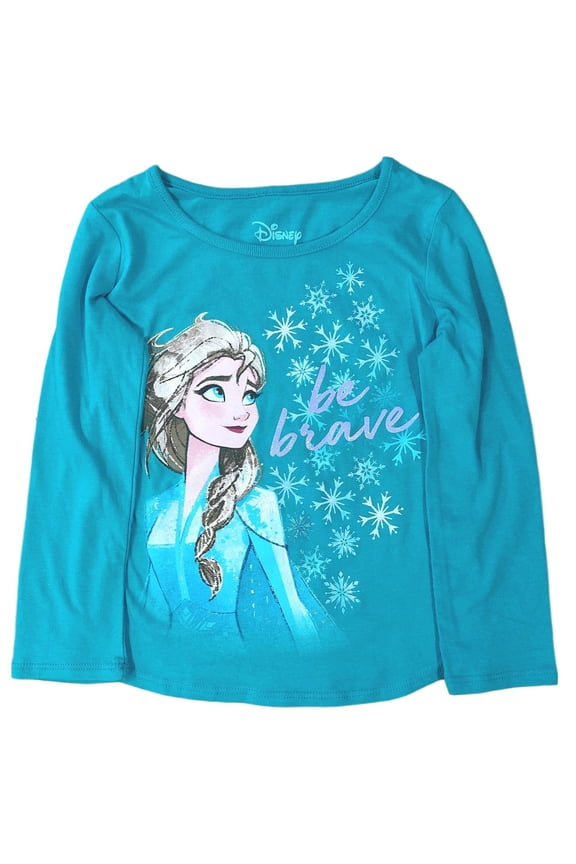 Frozen Toddler Girls Blue Elsa Be Brave Snowflake T-Shirt Tee Shirt 3T