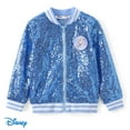 thumbnail image 1 of Disney Frozen Toddler Girls Bomber Jacket Elsa Sequin Zip Up Lightweight Sweatshirts Gifts Sizes 3-6, 1 of 7