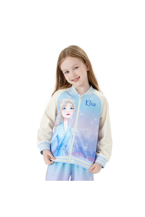 Frozen Toddler Girls Bomber Jackets Elsa Graphic Tie Dye Lightweight Sweatshirts Sizes 2-6