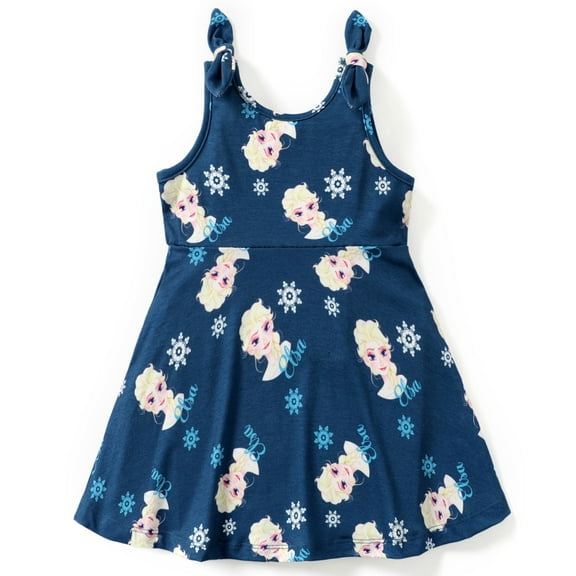 Disney Frozen Toddler Girls Dresses Elsa All-over Print Bow-decorated shoulder straps Dress Size 3T