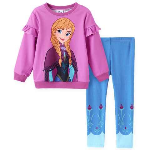 Disney Frozen Toddler Girls Elsa Anna Flutter Sleeve Graphic Sweatshirts with Leggings 2 Pieces Outfit Sets Sizes 2-6