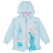 Frozen Toddler Girls' Hooded Zip-Up Rain Jacket Elsa Ice Blue