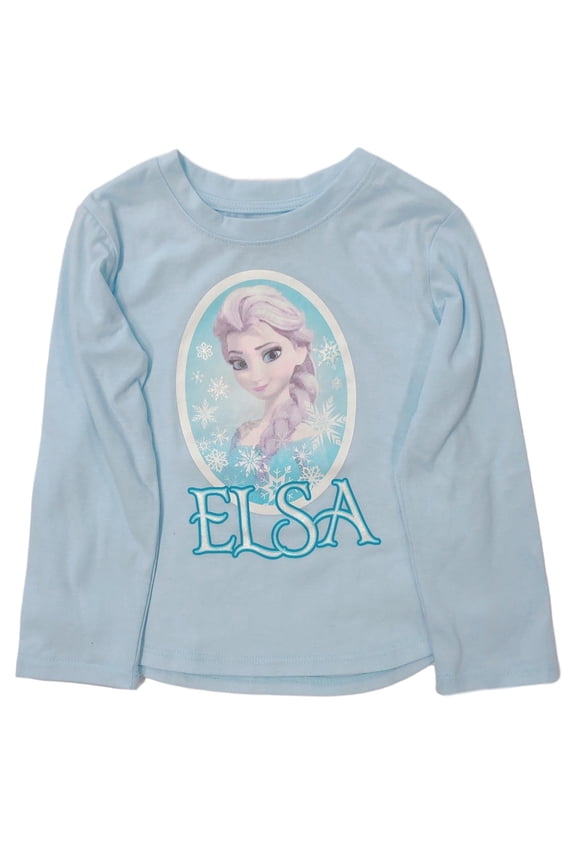 Frozen Toddler Girls Long Blue Elsa Snowflake T-Shirt Tee Shirt 2T