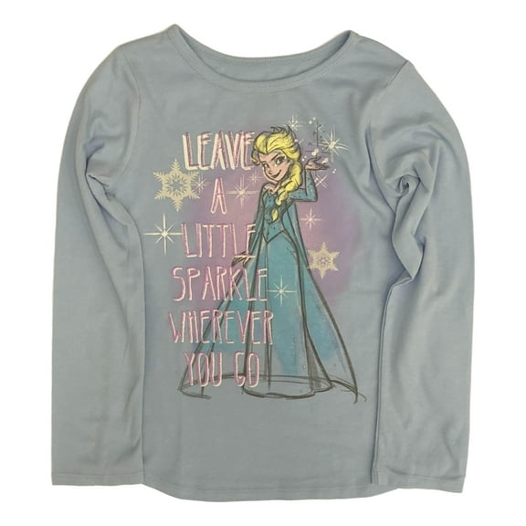 Disney Frozen Toddler Girls Long Blue Elsa Sparkle T-Shirt Tee Shirt 2T