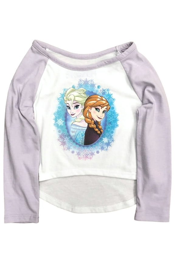 Frozen Toddler Girls Long White & Purple Hi-Low T-Shirt Tee Shirt 2T