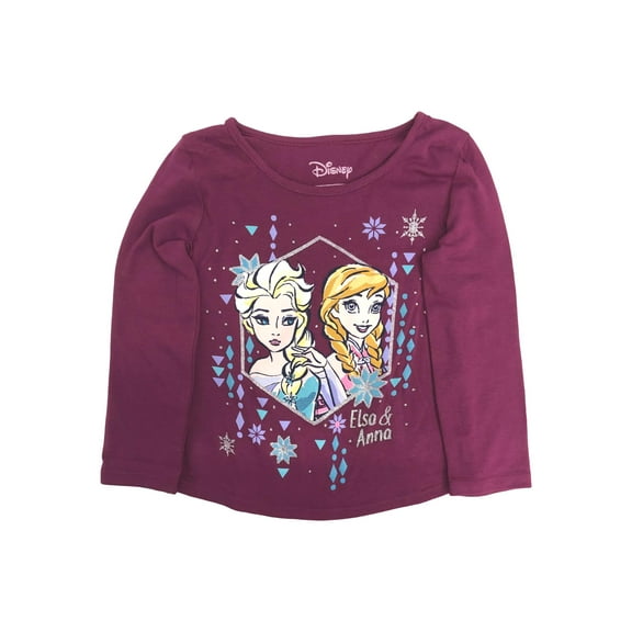 Disney Frozen Toddler Girls Magenta Pink Elsa & Anna T-Shirt Tee Shirt 5T