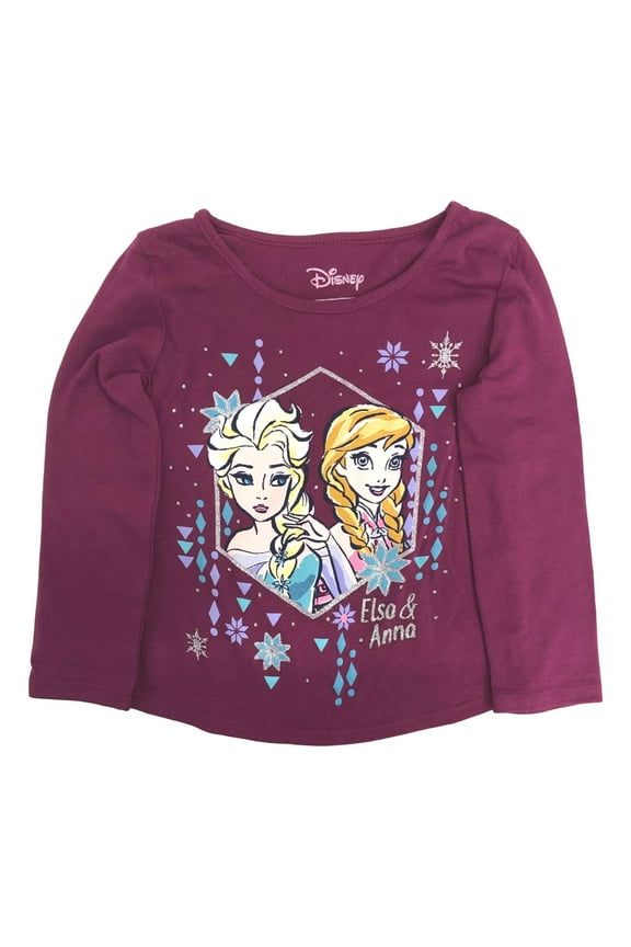 Frozen Toddler Girls Magenta Pink Elsa & Anna T-Shirt Tee Shirt 5T