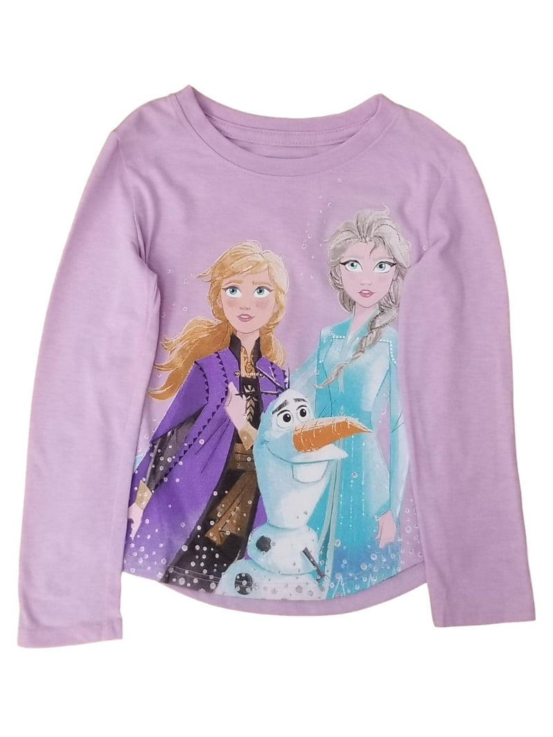 Disney Frozen Toddler Girls Purple Long Sleeve Elsa Anna Olaf T
