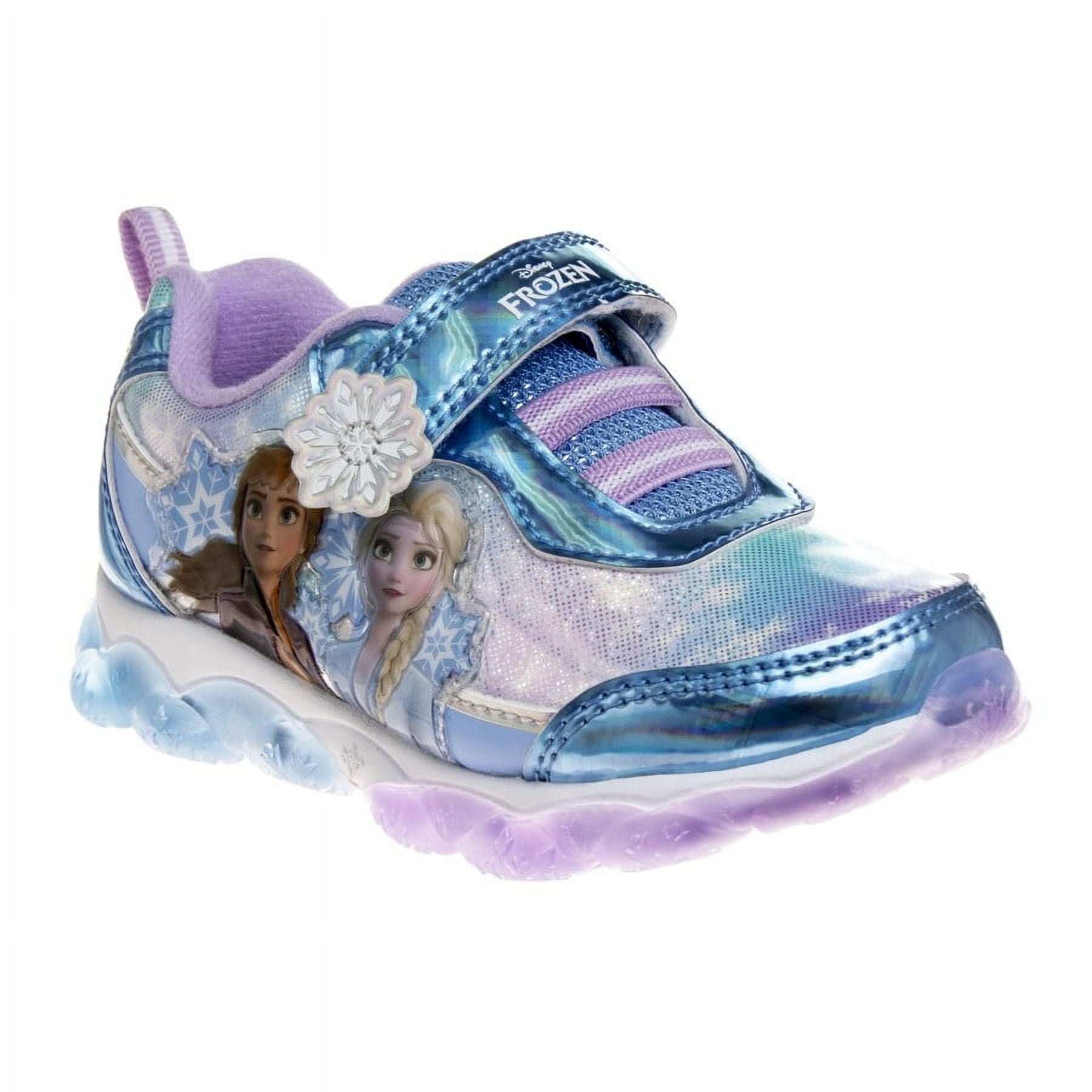 Disney Frozen Toddler Girls Sneakers with 4 White Lights, Blue, Size: 10