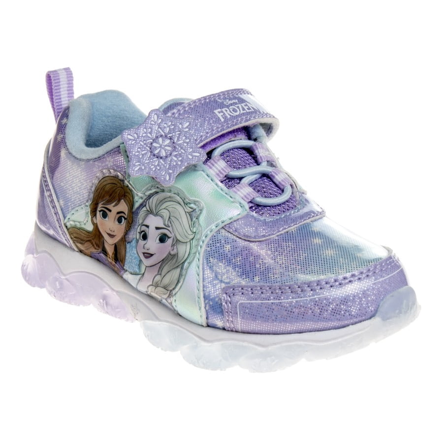 Disney Frozen Toddler Girls Sneakers with 4 White Lights, Purple Blue, Size: 10