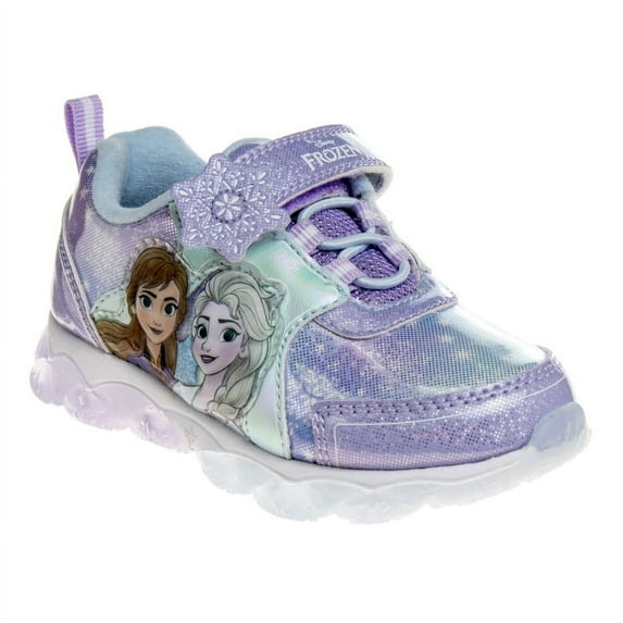 Disney Frozen Toddler Girls Sneakers with 4 White Lights, Purple Blue, Size: 12