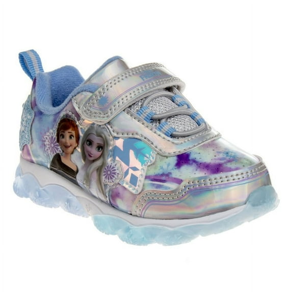 Disney Frozen Toddler Girls Sneakers W 5 White Lights, Silver Blue, Size 10