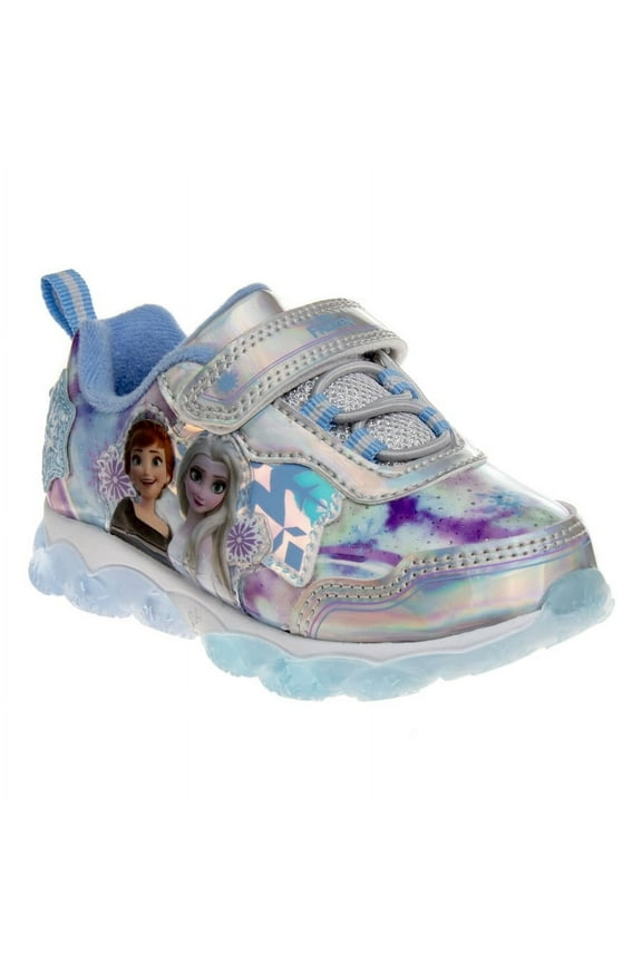 Frozen Toddler Girls Sneakers W 5 White Lights, Silver Blue, Size 9