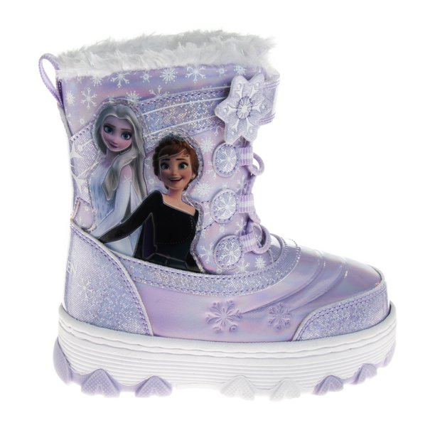 Disney Girls’ Frozen Winter Boots Elsa and Anna Fur Trim Snow Boots