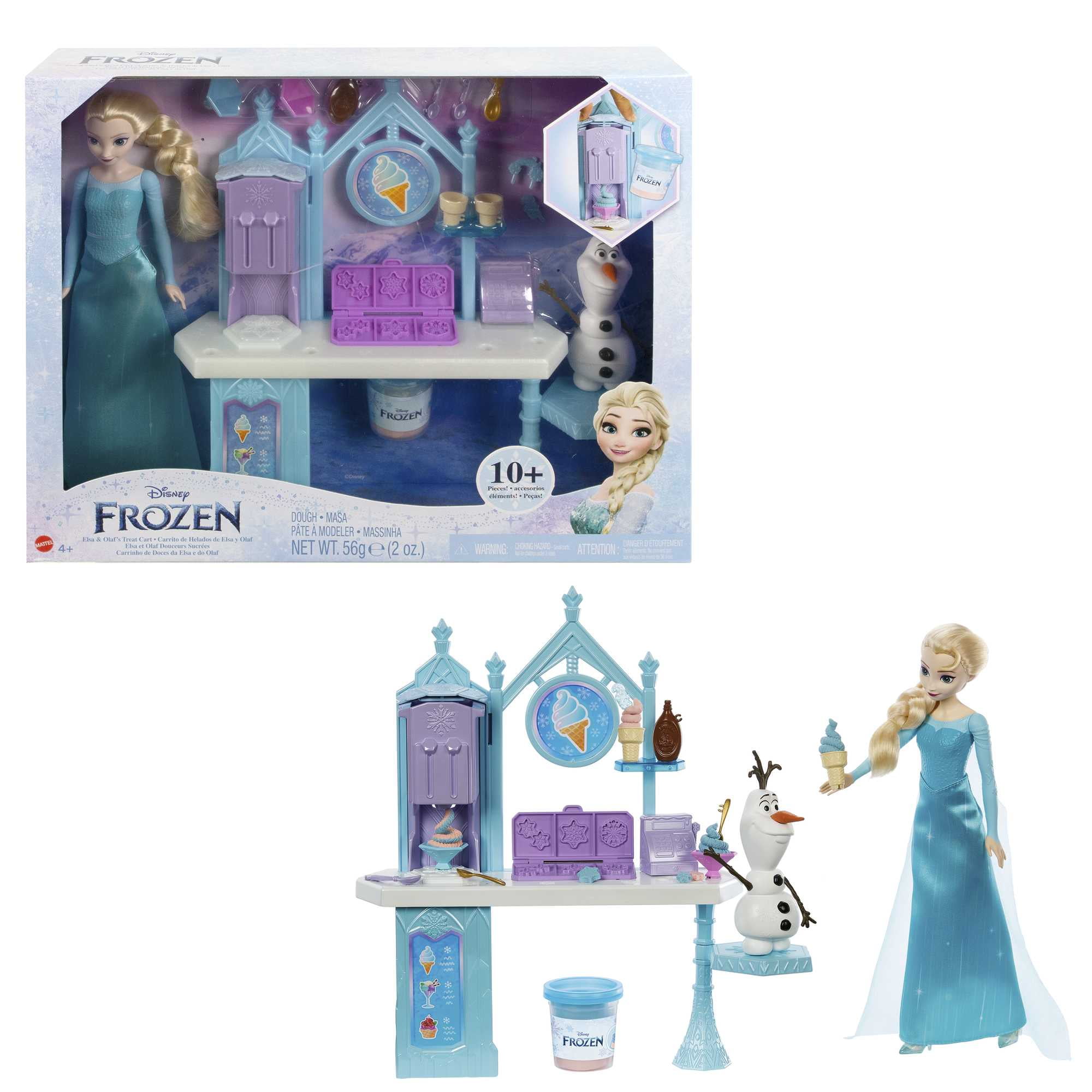 Disney Frozen Toys, Elsa \u0026 Olafs Frozen Desserts Playset with 2 Colors Dough, 10+ Play Pieces