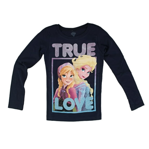 Disney Frozen True Love Girls Dark Blue Long Sleeve T-Shirt | XL