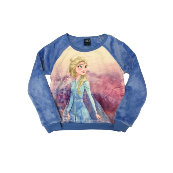Disney Frozen Two Girls Queen Elsa Blue Fleece Pullover Sweatshirt Top 6