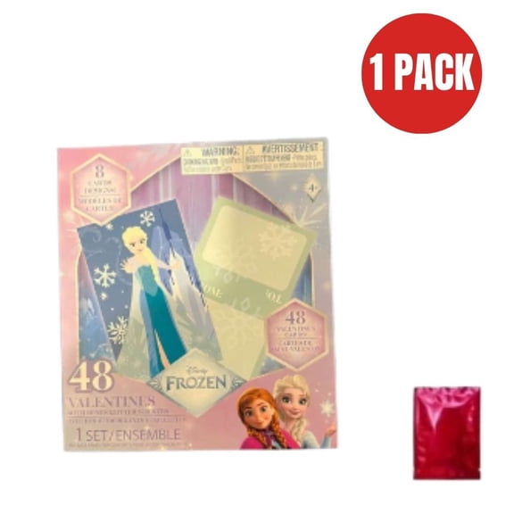 Disney Frozen Valentine's Day Cards with Glitter Stickers, 48 Count Classroom Exchange Set (Includes Bonus LaPrima Morceau Bonbon)