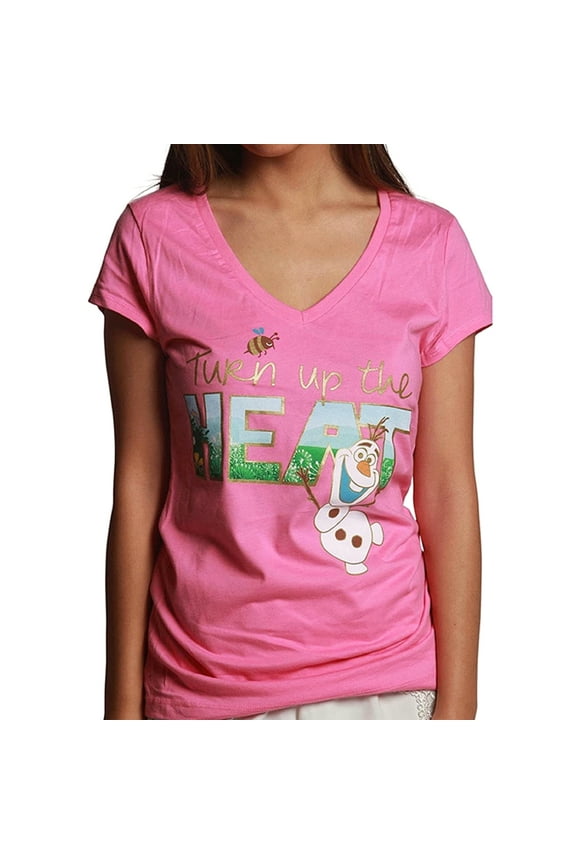 Frozen's Olaf Pink "Turn Up The Heat" T-Shirt (Medium)
