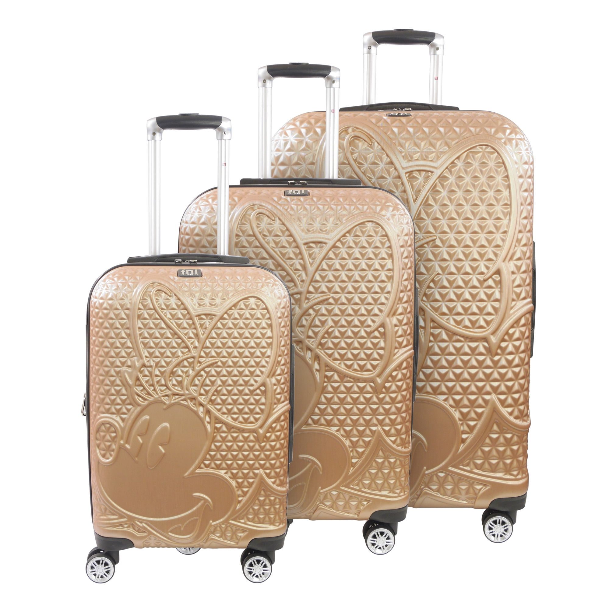 Disney Ful Textured Minnie Mouse Hard Sided 3 Piece Luggage Set, Taupe ,  29, 25, and 21 Suitcases 