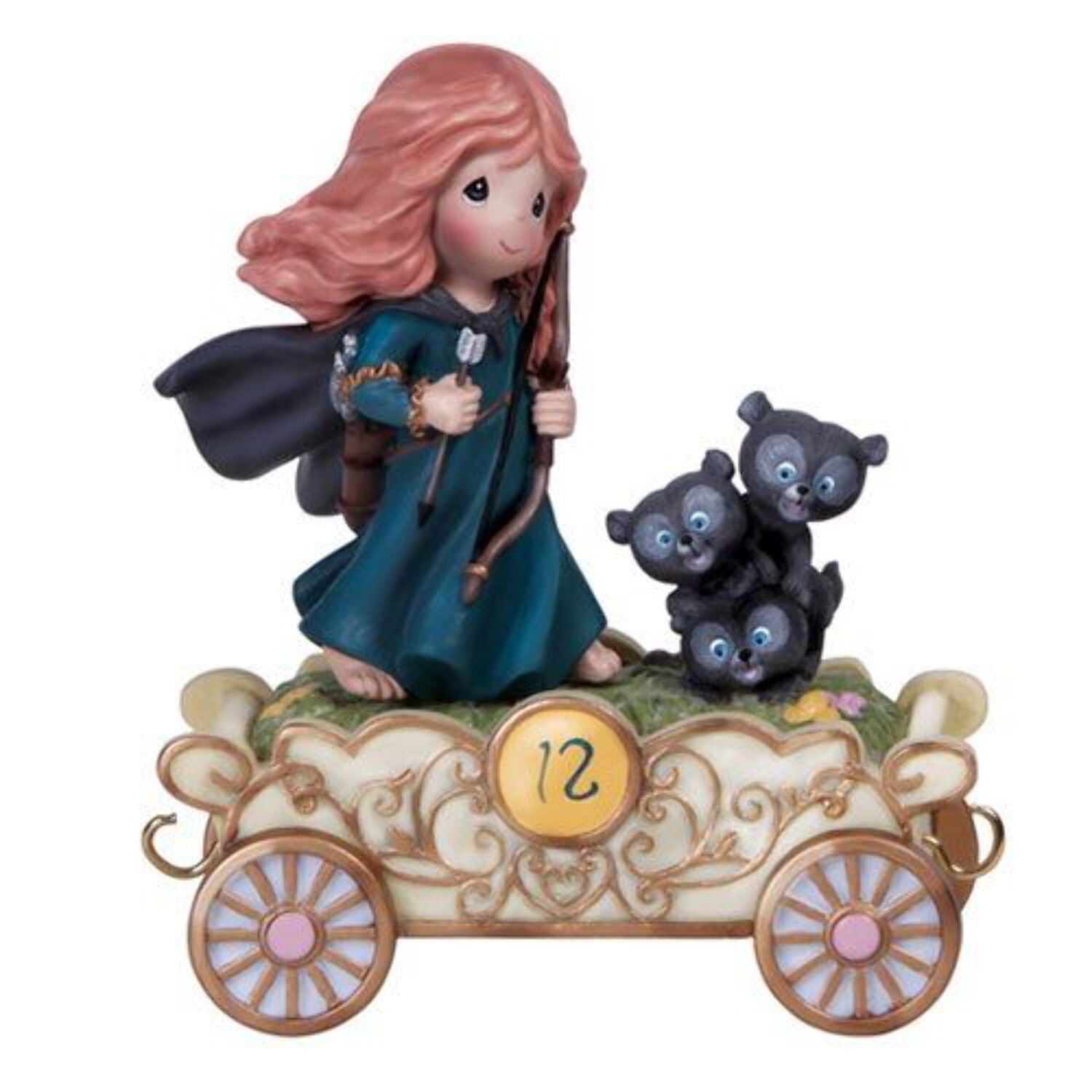Merida Resin Figurine on Gold Cart with Bears, 4.25 inches