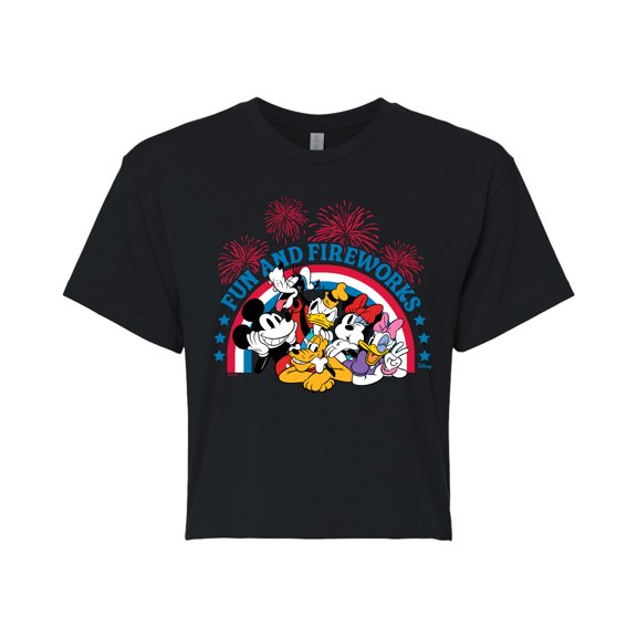 Disney - Fun And Fireworks - Juniors Cropped Cotton Blend T-Shirt