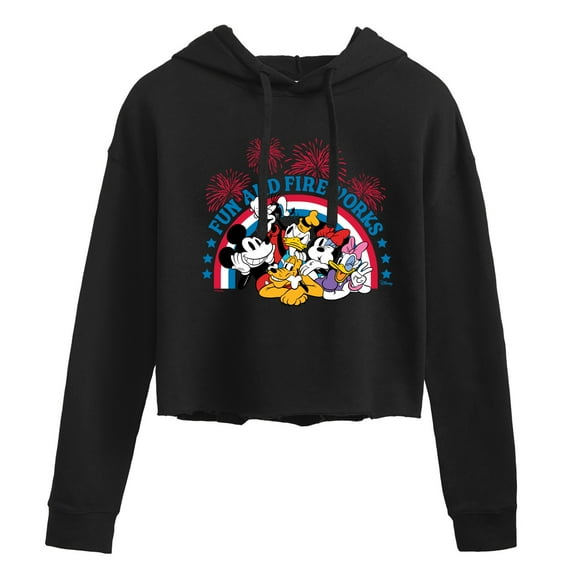 Disney - Fun And Fireworks - Juniors Cropped Pullover Hoodie