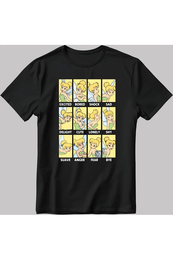 Disney Funny Tinkerbell Moods Expressive Pixie Face Grid Chart Sassy T-Shirt