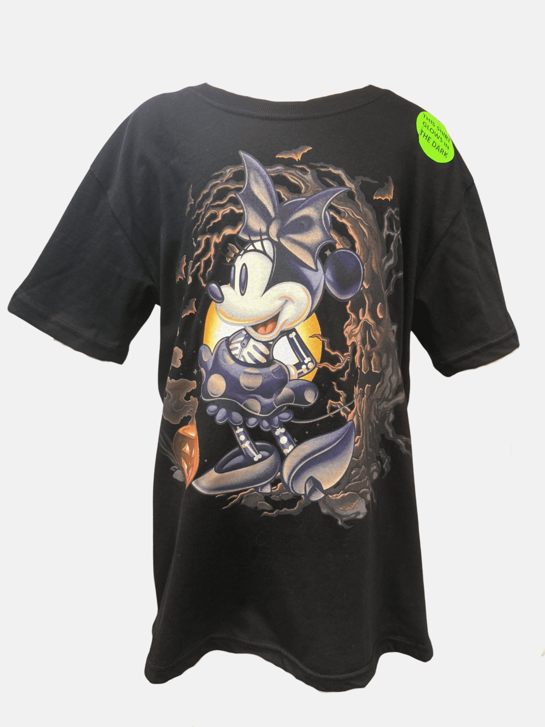 Disney Youth Glow in the Dark Halloween Spooky Minnie T-Shirt (Unisex), XS to L