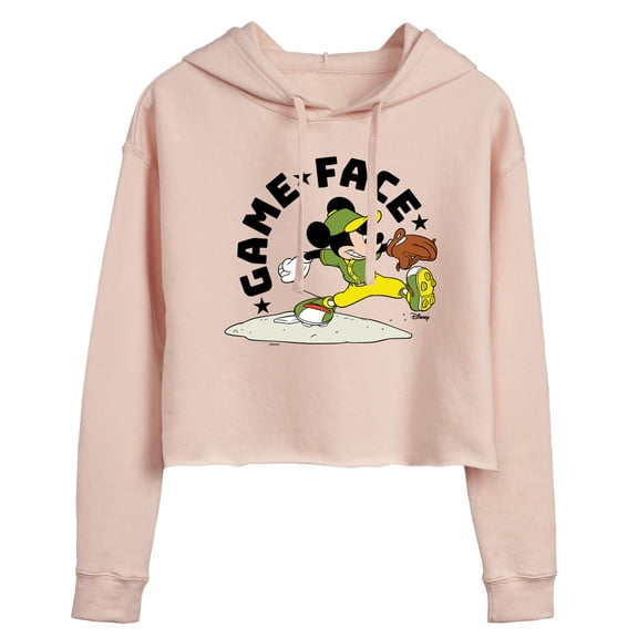 Disney - Game Face Baseball  - Juniors Cropped Pullover Hoodie