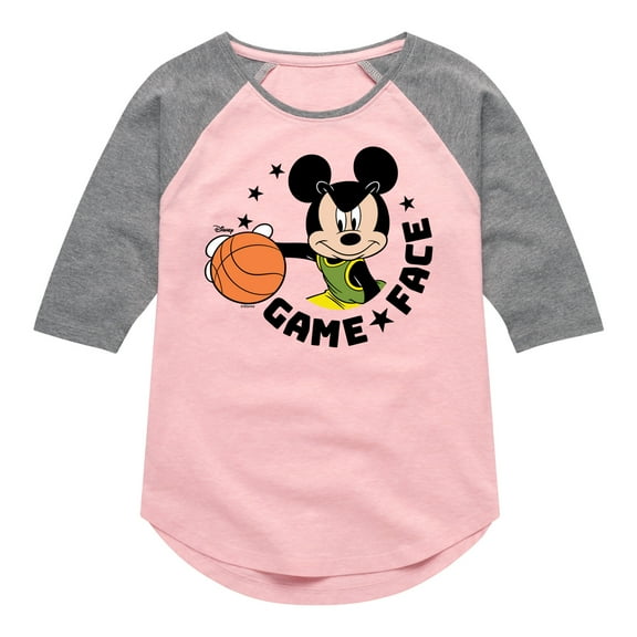 Disney - Game Face Basketball - Toddler & Youth Girls Raglan Graphic T-Shirt