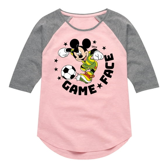 Disney - Game Face Soccer - Toddler & Youth Girls Raglan Graphic T-Shirt