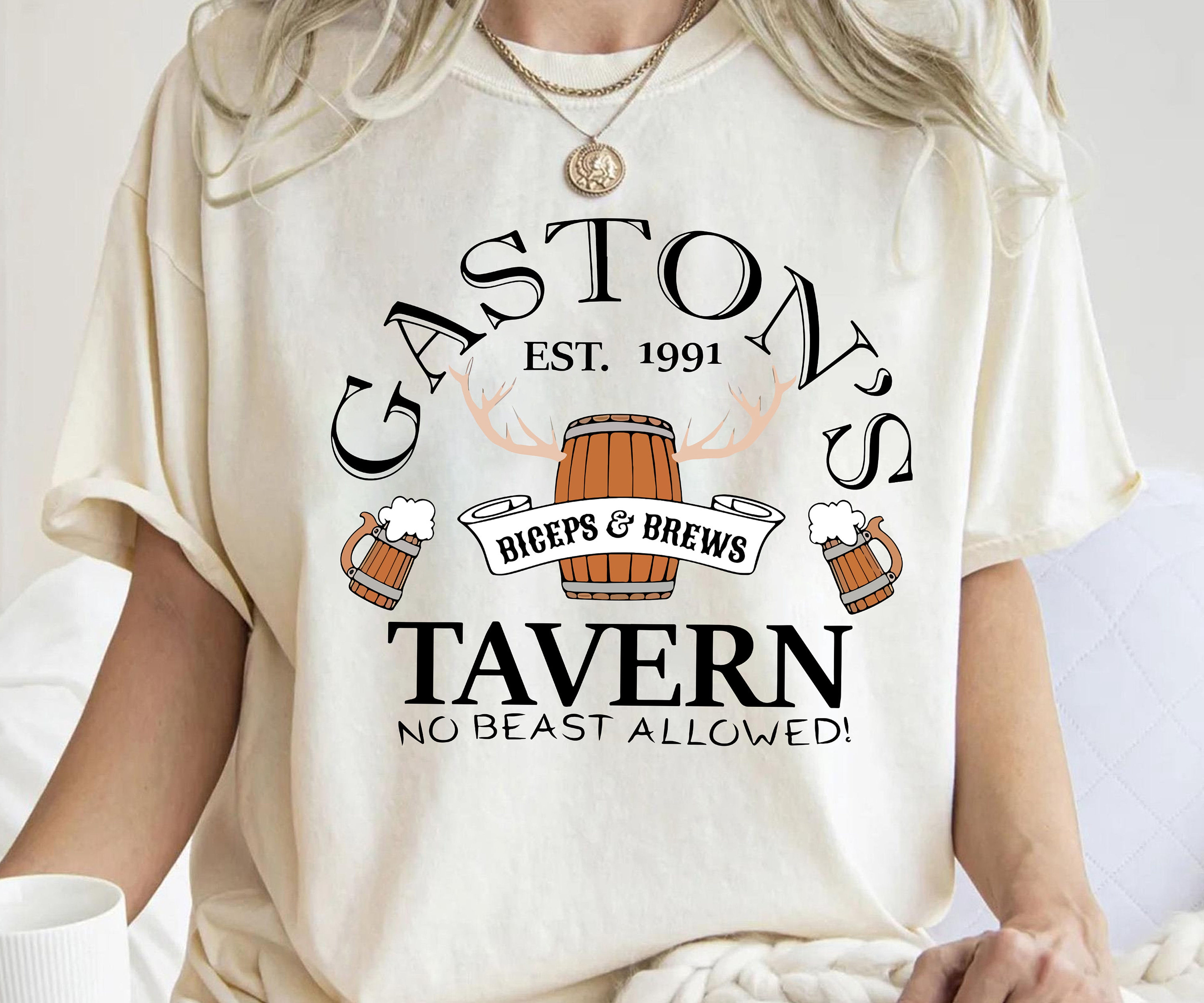 Disney Gaston's Tavern Since 1991 T-Shirt, Gastons Bar Shirt, No Beast ...