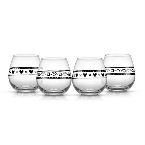 Disney Geo Picnic Mickey Mouse Stemless Wine Glasses - 15 oz - Set of 4