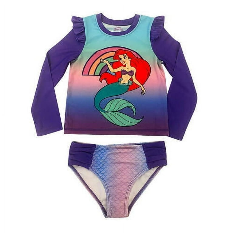Disney Ariel Toddler Bathing Suit: Piece Long Sleeve Rash Guard