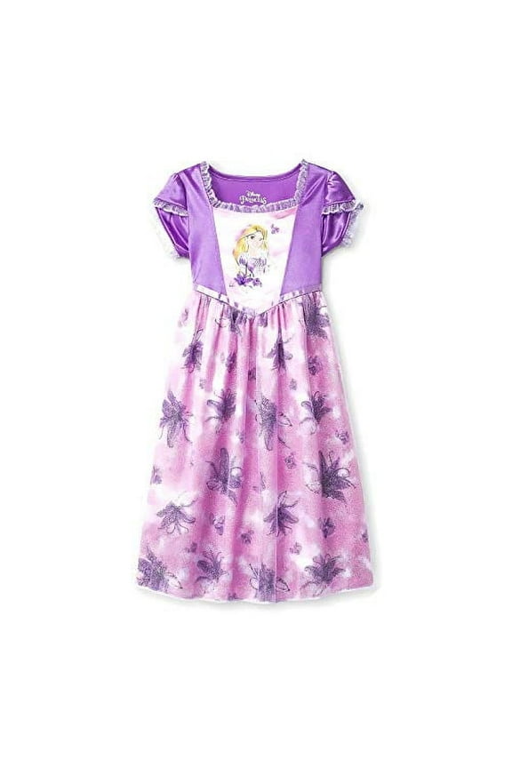 Girl's 3 Tangled Rapunzel Satin and Tulle Nightgown, Purple