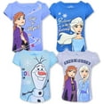 thumbnail image 1 of Disney Girl's 4 Pack Frozen Short Sleeve Tee Shirt Set, Blue/Grey/Purple, 6X, 1 of 7
