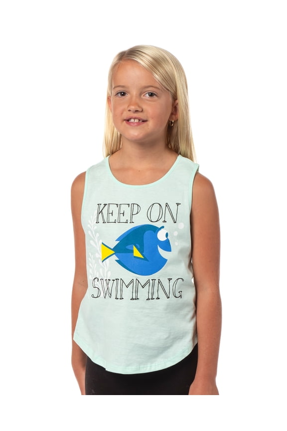 Disney Girl's Finding Nemo Dory Keep On Swimming Kids Sleeveless Tank Top
