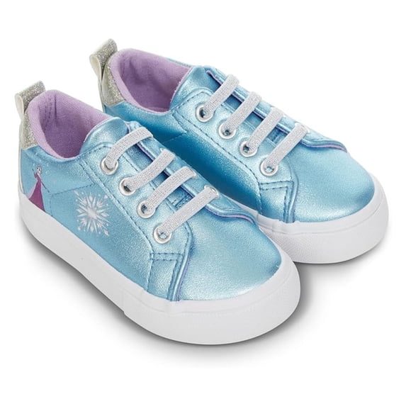 Disney Girl’s Frozen Shoes, Casual Lace Up Printed Magical Frozen Anna, Elsa Sneakers Light Blue - 5