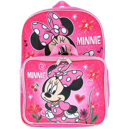 Disney Girl's Minnie Mouse 16-Inch Backpack with Matching Lunch Bag