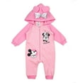 thumbnail image 1 of Disney Girl's Minnie Mouse Footed Coverall Bodysuit Creeper with Hood and 3D Mouse Ears, 1 of 1