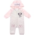 thumbnail image 1 of Disney Girl's Minnie Mouse Footed Coverall Bodysuit Creeper with Hood and 3D Mouse Ears, 1 of 1