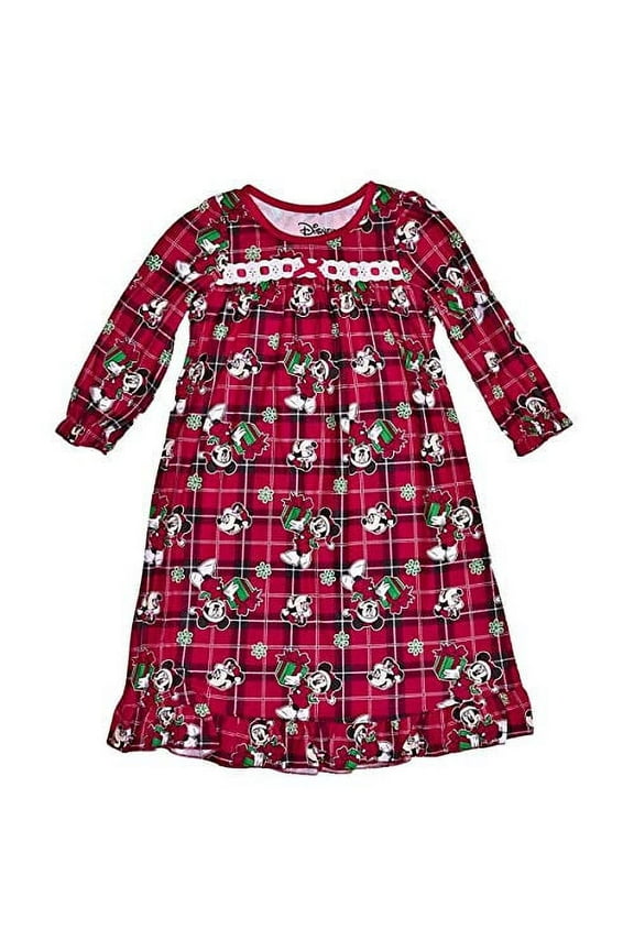 Girl's Minnie Mouse Red Flannel Holiday Flannel Granny Nightgown (Size 4T)