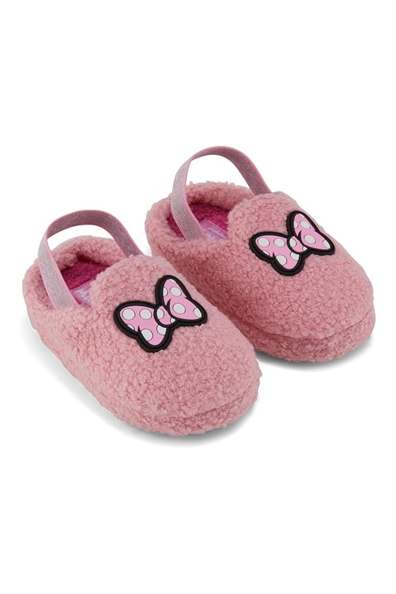 Girl's Slippers, Slip-on Indoor Comfort 3D Plush Minnie Mouse Slippers Pink – 7/8