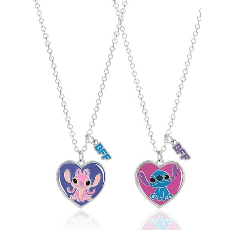 Disney- Girl's/Tween Stitch & Angel Girls BFF Necklace Set