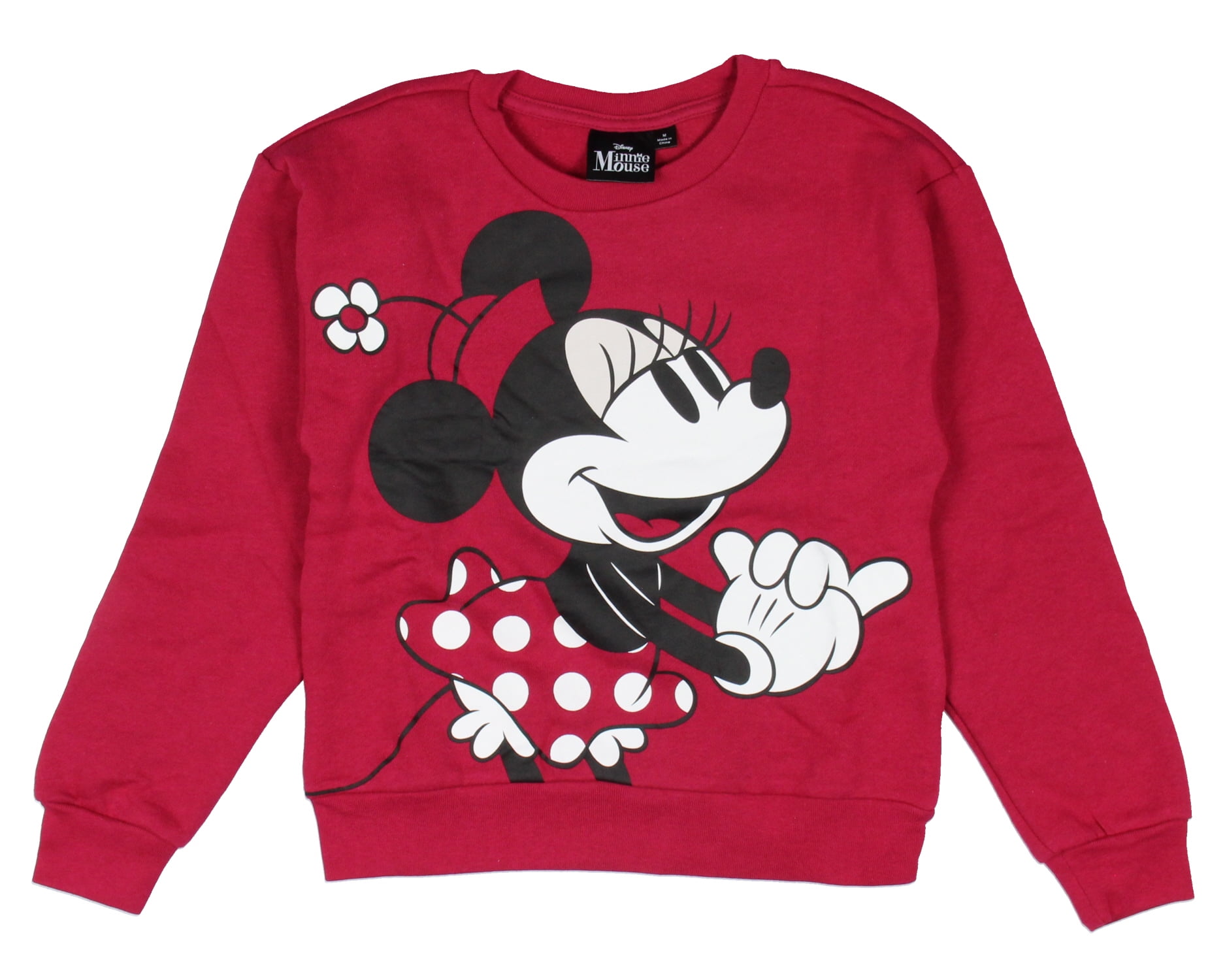 Disney Girl's Vintage Minnie Mouse Long Sleeve Kids Pullover Sweater