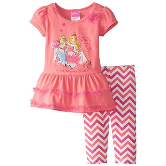 Disney Girls' 2 Piece Princess Legging Set, Red, 4T