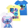 thumbnail image 1 of Disney Girls 3-Pack Short Sleeve T-Shirts, Casual Clothing for Toddlers and Kids - Stitch, 1 of 4