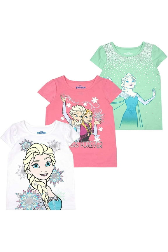 Girls 3-Pack T-Shirts: Wide Variety Includes Minnie, Frozen, Princess, Moana