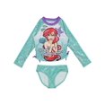 thumbnail image 1 of Disney Girls' Ariel Long Sleeve Rash Guard Swimsuit Set, Sizes 4-12, 1 of 4